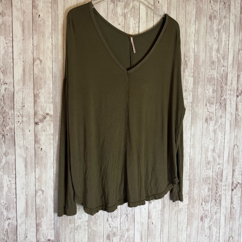 Free People Moonshine Army Green Raw-Hem Dolman Tunic Small - Picture 3 of 9